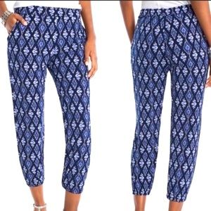 WHBM The Jogger Boho Blue and White Lounge Pants L